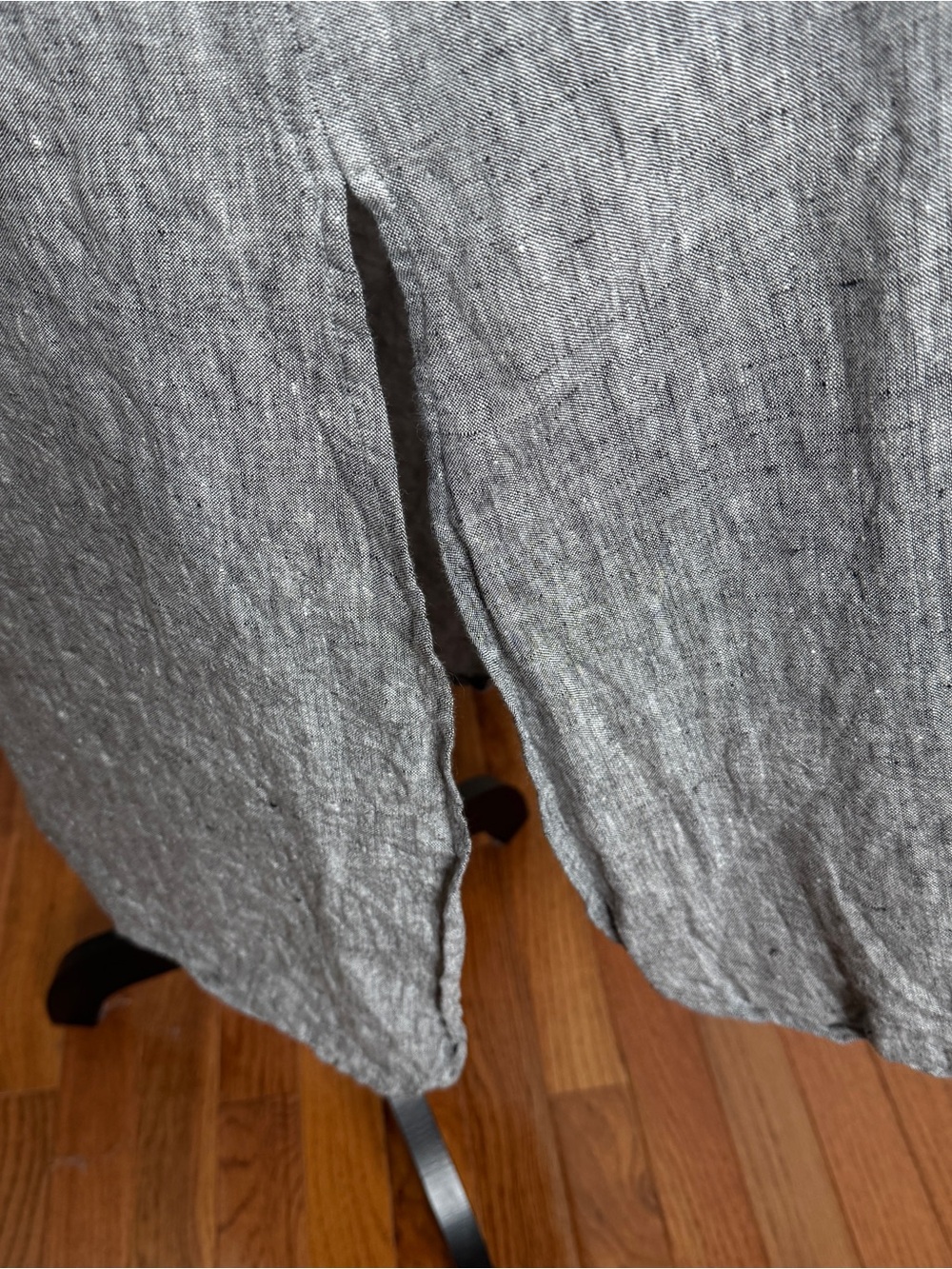 Crown Linen Designs 100% Linen Long Shirt Dress Button Front XL Gray - Picture 5 of 8